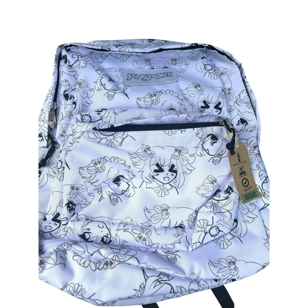 JanSport Backpack White Black Gray 16.5